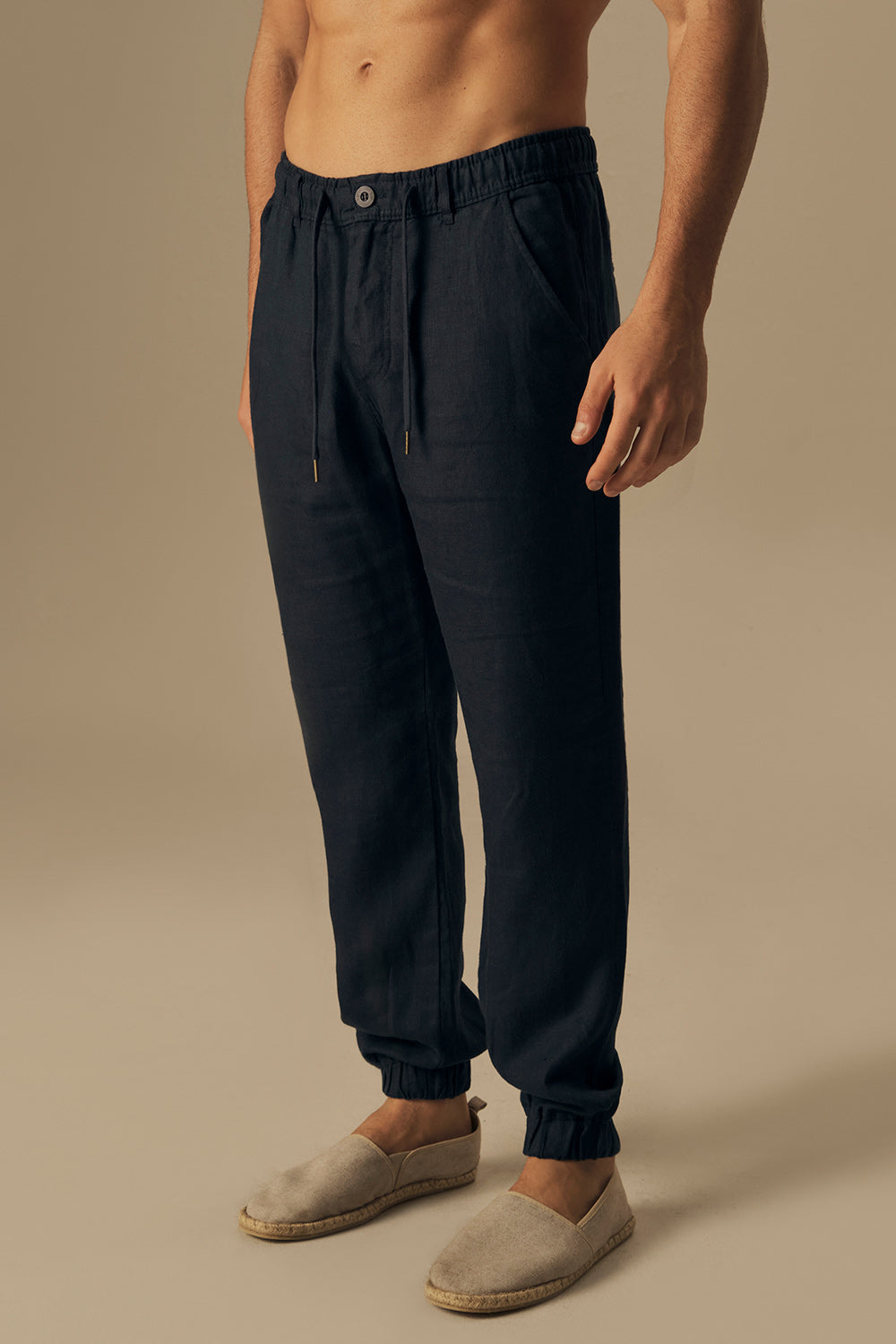 Pantalón jogger lino para hombre en azul – Touché Mexico